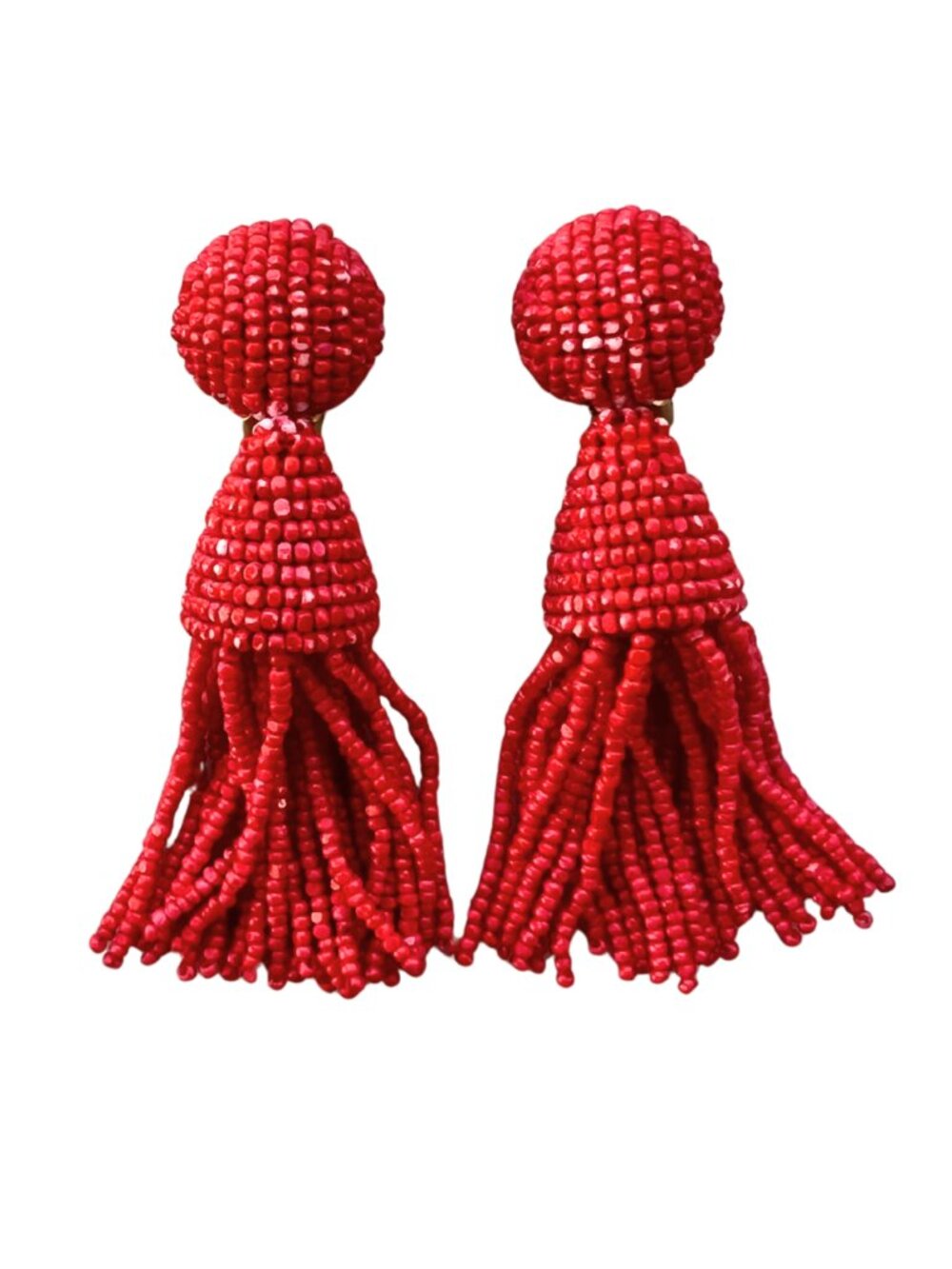 Oscar de la Renta Pink Tassel Statement Clip-On Earrings | Crystal & Silk Tassel